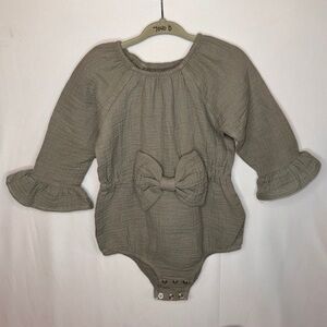 Charming Olive Bodysuit with Bow Detail